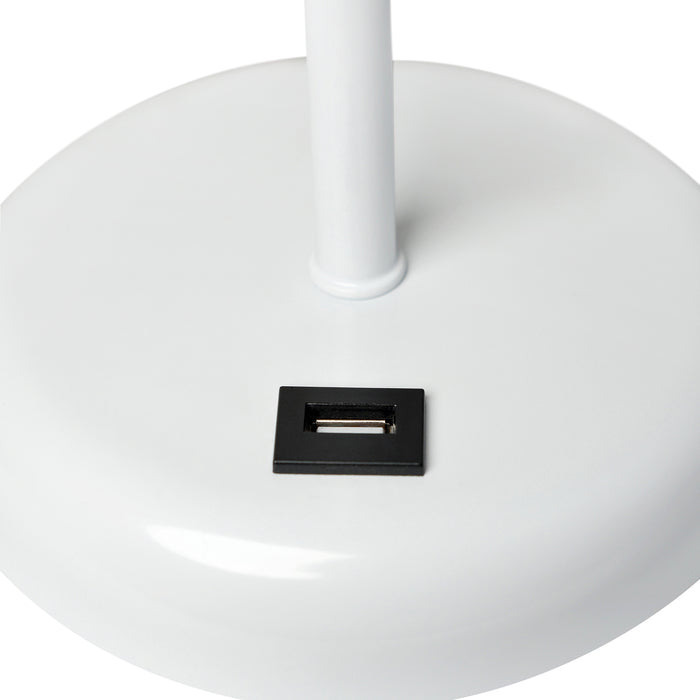 Lampe de table Limelights turquoise avec pied mince blanc et port de recharge USB