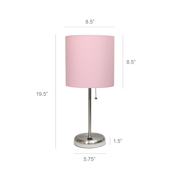Lampe de table Limelights rose clair avec pied mince et port de recharge USB