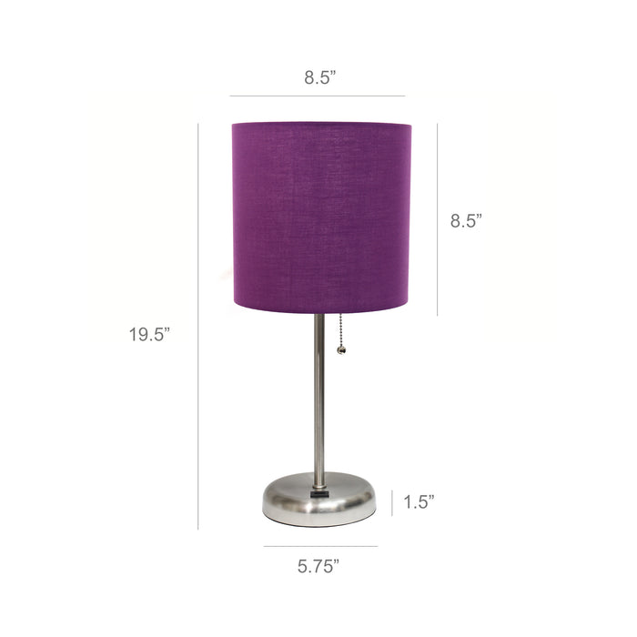 Lampe de table Limelights violette avec pied mince et port de recharge USB