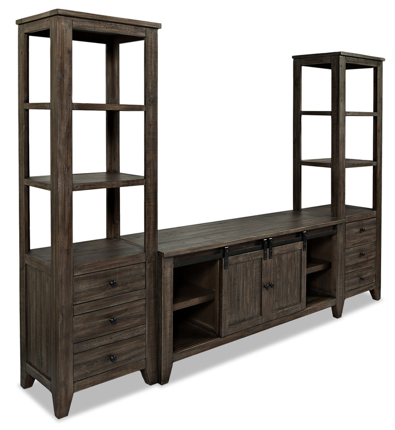 Madison Barn-Door 3-Piece Entertainment Centre with 60" TV Opening – Brown