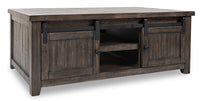 Table à café Madison avec porte de grange - brune