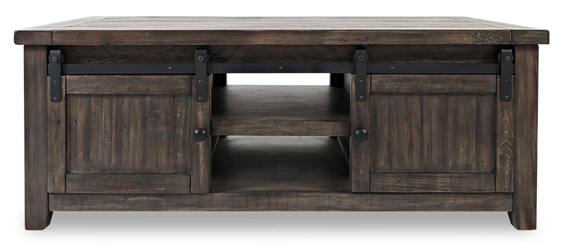 Table à café rustique Madison de 50 po avec rangement, tablette et roulettes - bois gris-brun