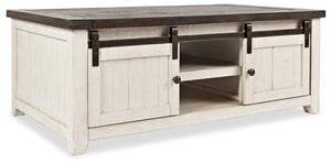 Madison Barn Door Coffee Table – White|Table à café Madison avec porte de grange - blanche|MADIWCTB