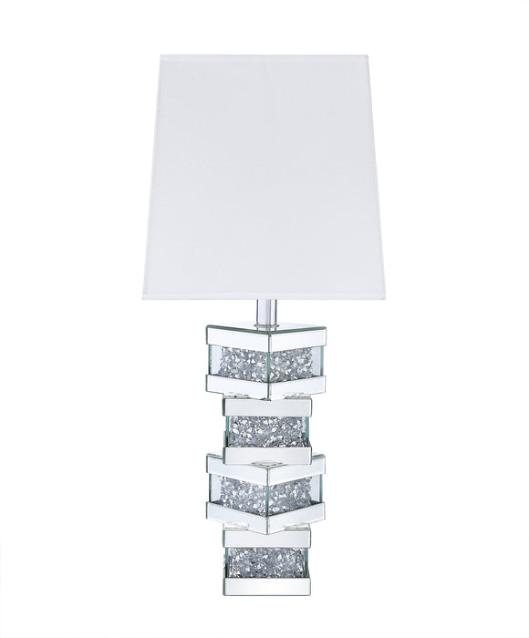 Lampe de table somptueuse Memphis de 29,9 po avec verre, miroir et cristaux en acrylique