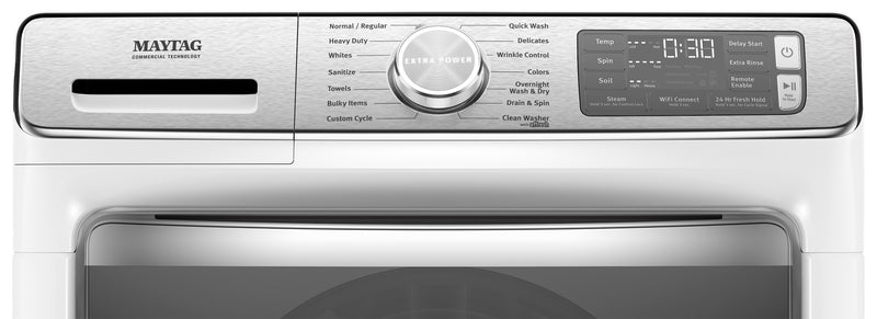 Laveuse à la vapeur intelligente haute efficacité Maytag à chargement frontal de 5,8 pi³ - blanche - superposable - MHW8630HW