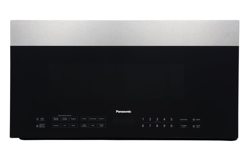 Panasonic 1.9 Cu. Ft. 400 CFM Over-the-Range Genius® Microwave - NN-SG158S - Over-the-Range Microwave in Frameless Smoked Glass and Stainless Steel