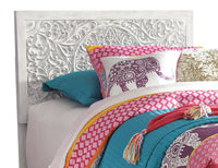  Tête de lit à panneau Nola blanchie avec motif gravé pour enfants - format lit simple