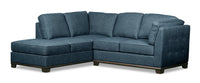  Sofa sectionnel de gauche Oakdale 2 pièces en tissu d'apparence lin - bleu 