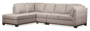 Oakdale 3-Piece Linen-Look Fabric Left-Facing Sectional - Mushroom | Sofa sectionnel de gauche Oakdale 3 pièces en tissu d'apparence lin - champignon | OK2MULS3