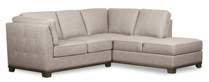 Sofa sectionnel de droite Oakdale 2 pièces en tissu d'apparence lin - champignon