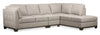 Sofa sectionnel de droite Oakdale 3 pièces en tissu d'apparence lin - champignon