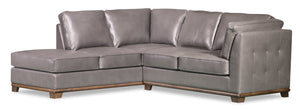 Sofa sectionnel de gauche Oakdale 2 pièces en tissu d'apparence cuir - gris