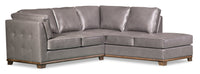  Sofa sectionnel de droite Oakdale 2 pièces en tissu d'apparence cuir - gris 