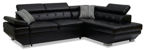 Otto 2-Piece Leather-Look Fabric Right-Facing Sleeper Sectional - Black | Sofa-lit sectionnel de droite Otto 2 pièces en tissu d'apparence cuir - noir | OTTBLRS2