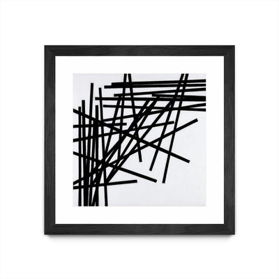 "Alumettes" Matted and Framed Black 36x36 Wall Art