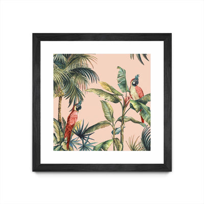 "Tropicano Ii" Matted and Framed Black 36x36 Wall Art