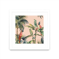 Œuvre d’art murale encadrée blanche et mate « Tropicano Ii » 36 x 36