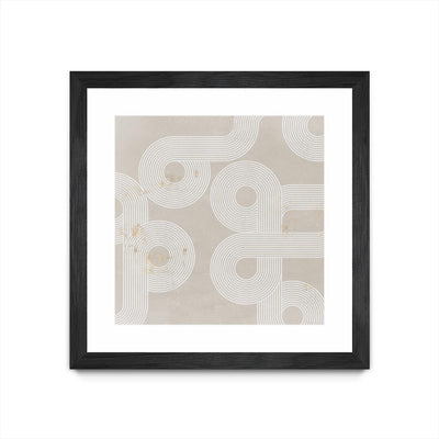 "Fluxus I" Matted and Framed Black 30x30 Wall Art