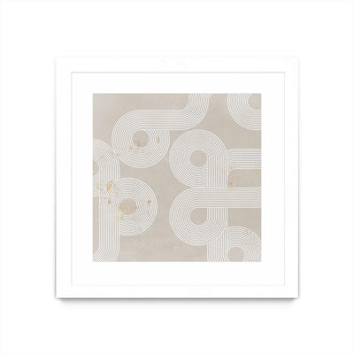 "Fluxus I" Matted and Framed White 36x36 Wall Art