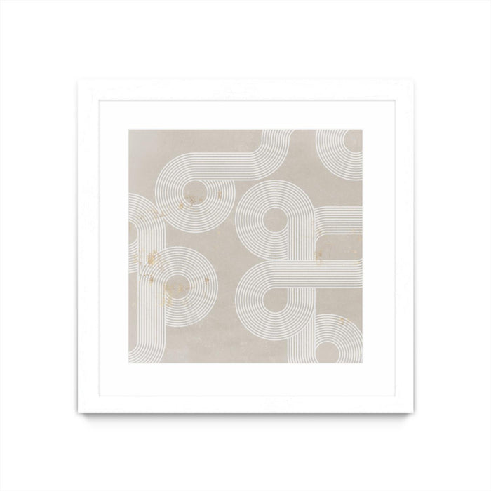 Œuvre d’art murale encadrée blanche et mate « Fluxus I » 30 x 30