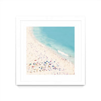 Œuvre d’art murale encadrée blanche et mate « Beach Love » 30 x 30