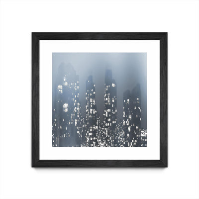 "Dark City" Matted and Framed Black 30x30 Wall Art