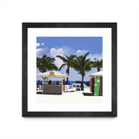 Œuvre d’art murale encadrée noire et mate « Key West Cabana I » 36 x 36
