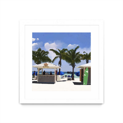 "Key West Cabana I" Matted and Framed White 36x36 Wall Art