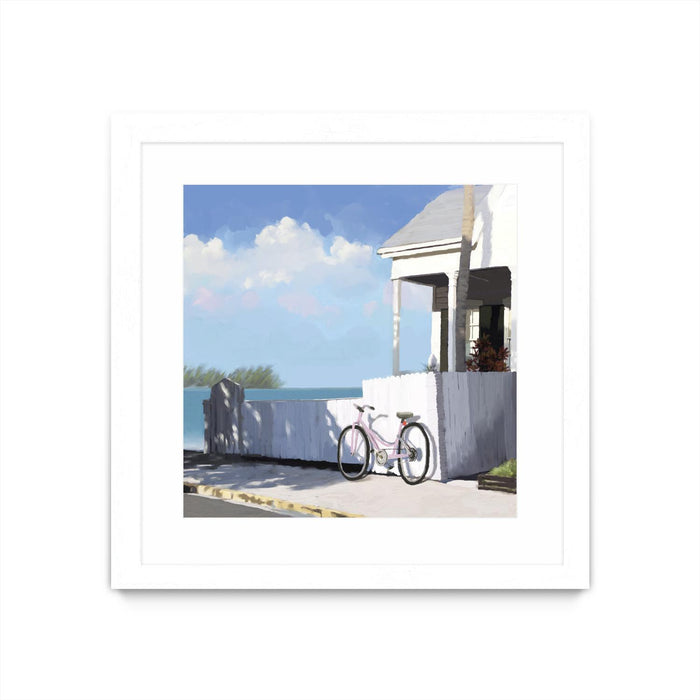Œuvre d’art murale encadrée blanche et mate « Key West Cabana Ii » 30 x 30