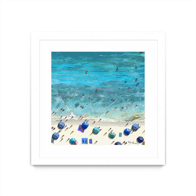 "Hot Summer Beach" Matted and Framed White 36x36 Wall Art