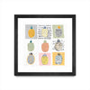 Œuvre d’art murale encadrée noire et mate « Nine Pineapples » 36 x 36