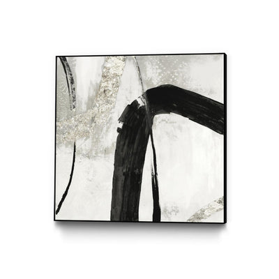 "Black Ink Ii" Canvas Framed Black 20x20 Wall Art