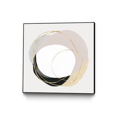 "Ring Of Gold Ii" Canvas Framed Black 20x20 Wall Art