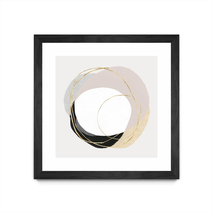 Œuvre d’art murale encadrée noire et mate « Ring Of Gold Ii » 30 x 30
