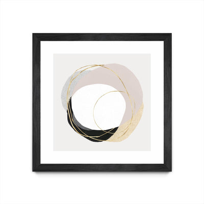"Ring Of Gold Ii" Matted and Framed Black 36x36 Wall Art