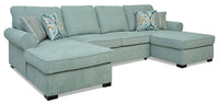  Sofa-lit sectionnel Randal 3 pièces en tissu, 2 fauteuils longs de rangement -écume de mer 