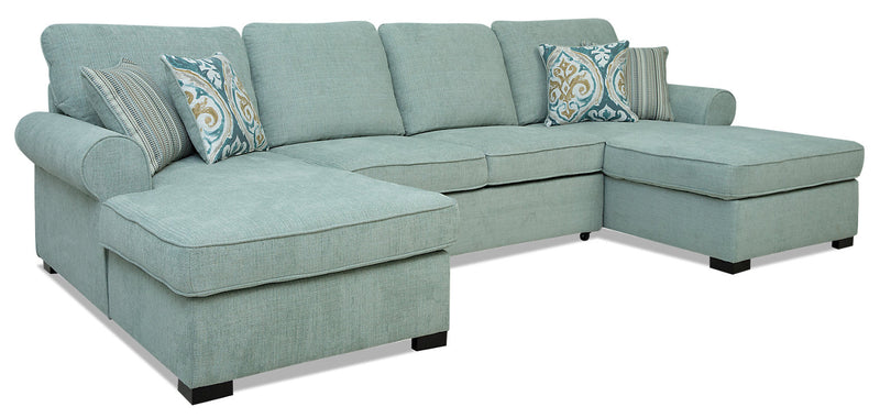 Randal 3-Piece Fabric Left-Facing Sleeper Sectional with 2 Storage Chaises - Seafoam