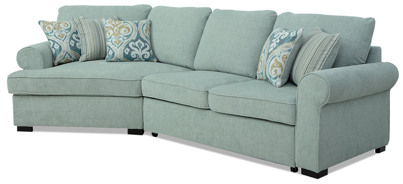 Randal 2-Piece Fabric Left-Facing Sleeper Sectional with Cuddler - Seafoam