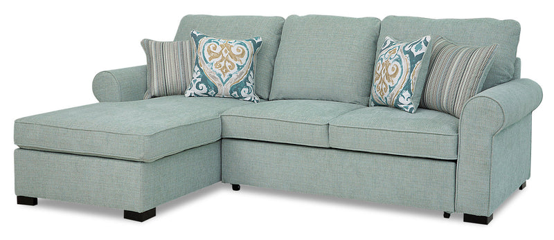 Randal 2-Piece Fabric Left-Facing Sleeper Sectional with Storage Chaise - Seafoam