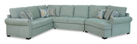  Sofa-lit sectionnel de droite Randal 3 pièces en tissu avec fauteuil arrondi - écume de mer 