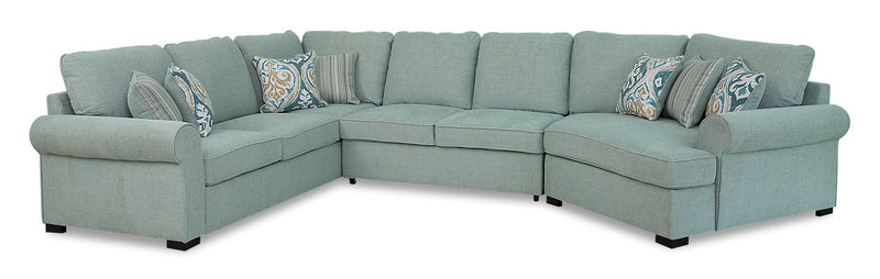 Randal 3-Piece Fabric Right-Facing Sleeper Sectional with Cuddler - Seafoam