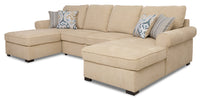  Sofa-lit sectionnel Randal 3 pièces en tissu avec 2 fauteuils longs de rangement - taupe 
