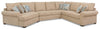 Sofa-lit sectionnel de gauche Randal 3 pièces en tissu avec fauteuil arrondi - taupe