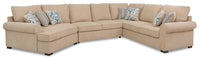  Sofa-lit sectionnel de gauche Randal 3 pièces en tissu avec fauteuil arrondi - taupe 