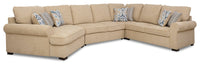  Sofa-lit sectionnel de gauche Randal 4 pièces en tissu avec fauteuil arrondi - taupe 
