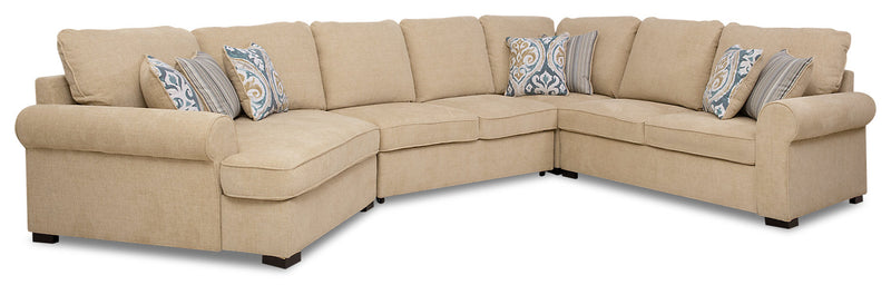 Randal 4-Piece Fabric Left-Facing Sleeper Sectional with Cuddler - Taupe
