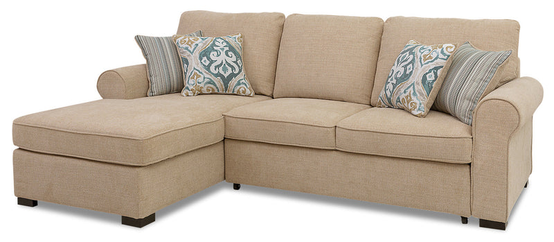 Randal 2-Piece Fabric Left-Facing Sleeper Sectional with Storage Chaise - Taupe