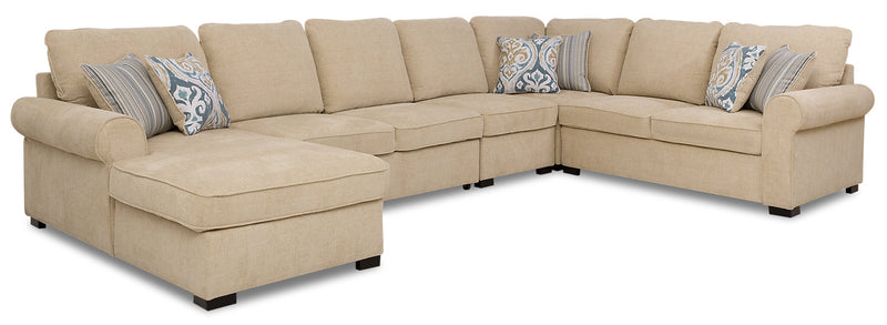 Randal 5-Piece Fabric Left-Facing Sleeper Sectional with Storage Chaise - Taupe