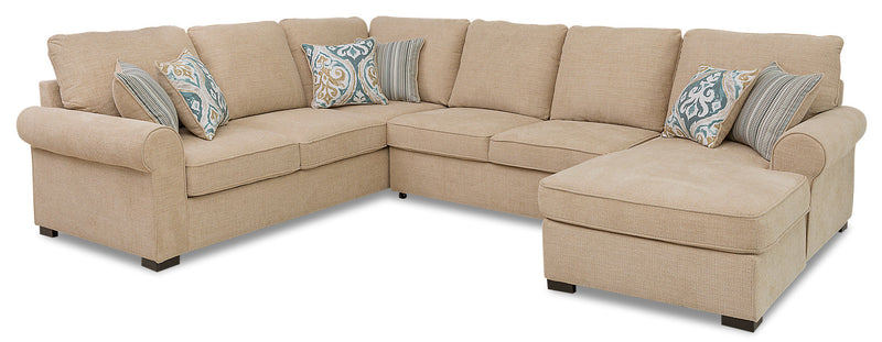 Randal 3-Piece Fabric Right-Facing Sleeper Sectional with Storage Chaise - Taupe