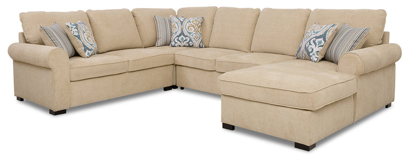 Randal 4-Piece Fabric Right-Facing Sleeper Sectional with Storage Chaise - Taupe